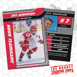 Red Metal Ice Hockey Trading Card