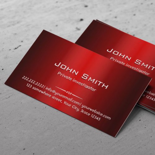 Red Metal Investigator Business Card