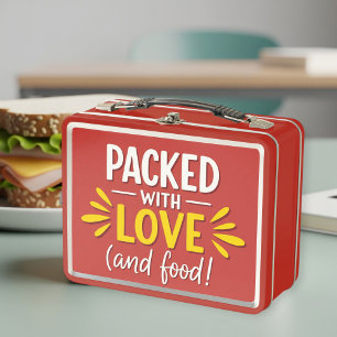 Red Metal Lunch Box - Unisex, Trendy Graphic