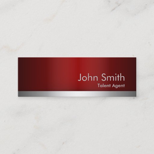 Customizable Red Metal Talent Agent Business Card