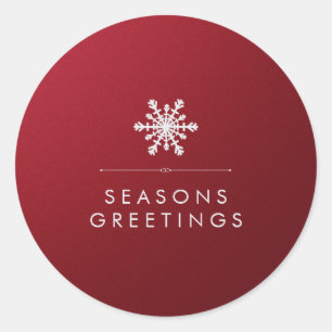 Red Metallic Background and Silver Snowflake Classic Round Sticker