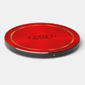 Red metallic background gold border wireless charger  (Front 2)