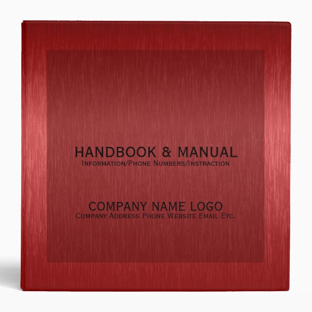 Red Metallic Brushed Aluminum Look Binder (Front)