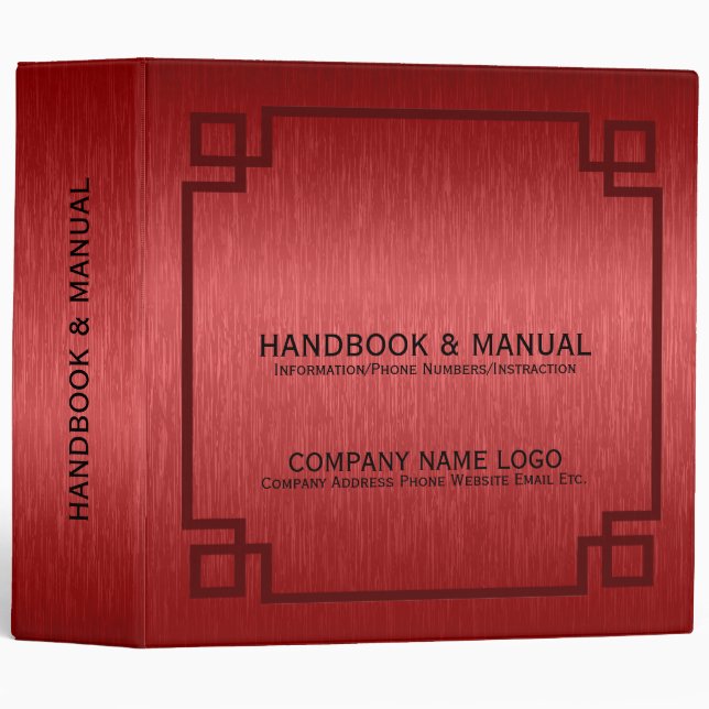 Red Metallic Brushed Aluminum Look With Frame Binder (Front/Spine)