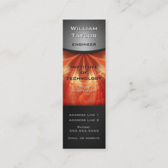 Red Metallic Elegance with QR code vertical Mini Business Card (Front)