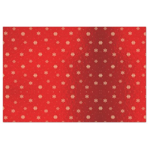 Red Metallic Foil Golden Snowflakes Christmas Tissue Paper