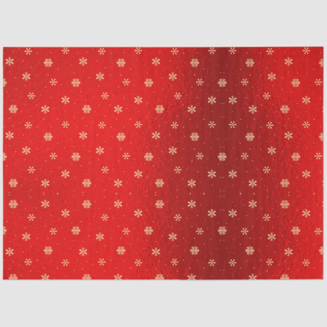 Red Metallic Foil Golden Snowflakes Christmas Tissue Paper (Front)