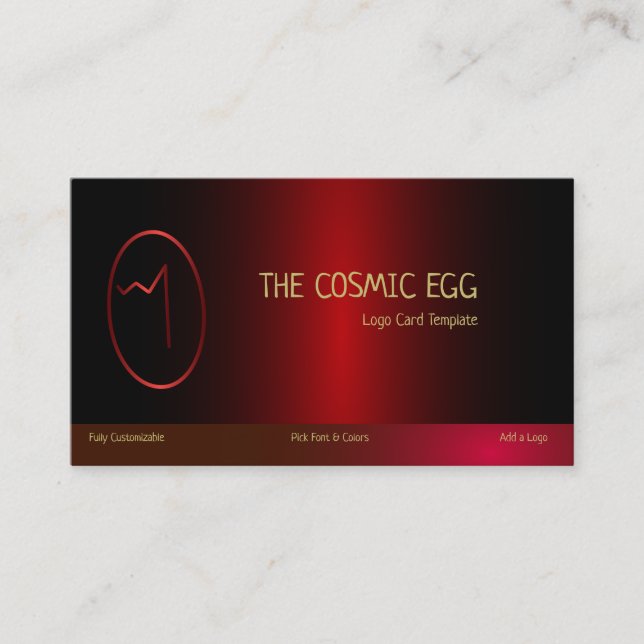 Red Metallic Geoglyph Symbol Cosmic Egg Logo Business Card (Front)