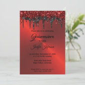 Red metallic glitter Quinceanera Invitation (Standing Front)