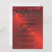 Red metallic glitter Quinceanera Invitation (Front)
