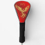 Red Metallic Gold Rising Phoenix Monogram Initials Golf Head Cover