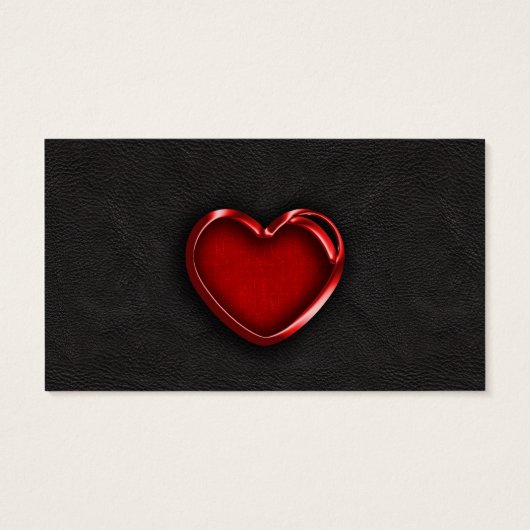 Red Metallic Heart on Black Leather (Back)