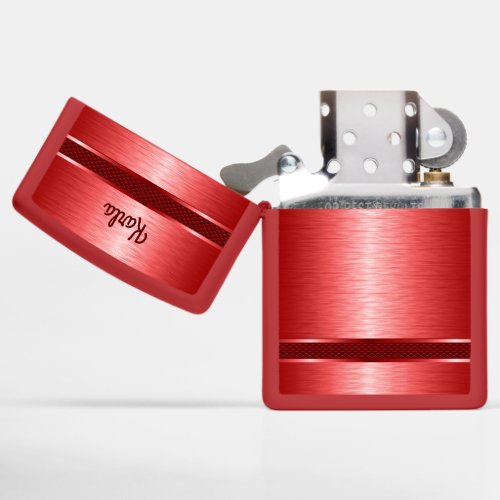 Red metallic Image Geometric Design Zippo Lighter