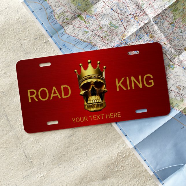 Red Metallic License Plate (In Situ)