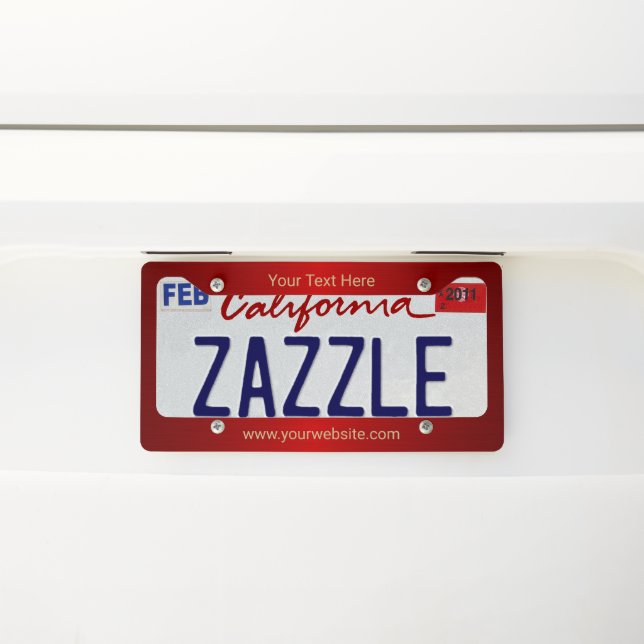 Red Metallic License Plate Frame (On Car)