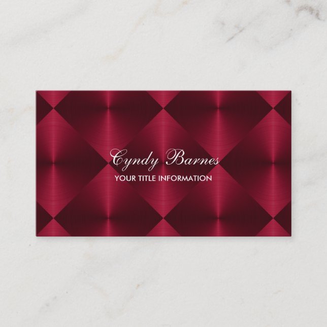 Red Metallic Look Diamond Tiles Business Card (Front)