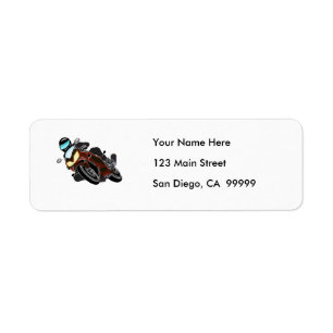 Red Metallic Motorcycle Racer Label