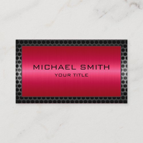 Red Metallic Professional Elegant Metal Border Business Card