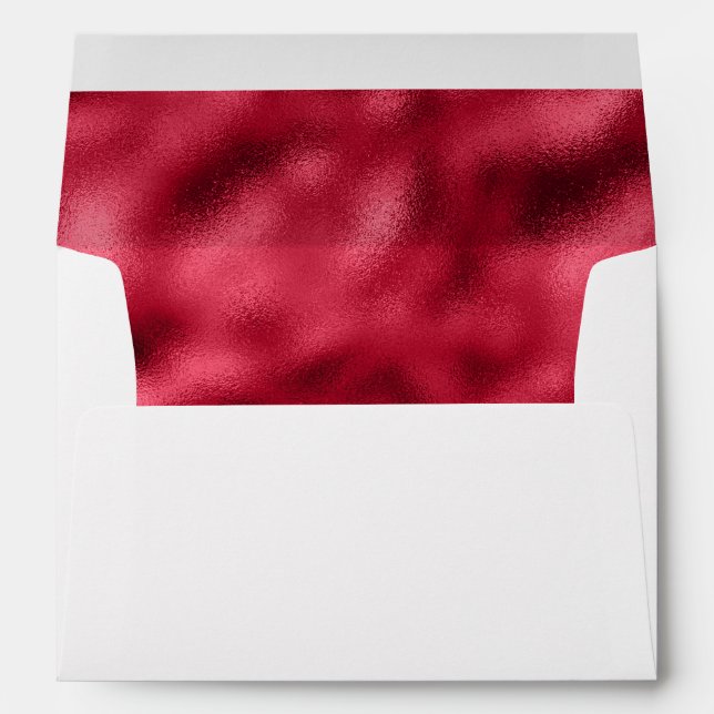 Red Metallic Satin Elegant Stylish Pretty Holiday Envelope (Back (Bottom))