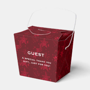 Red Metallic Stars-PARTY FAVOR BOX, take out Boxes
