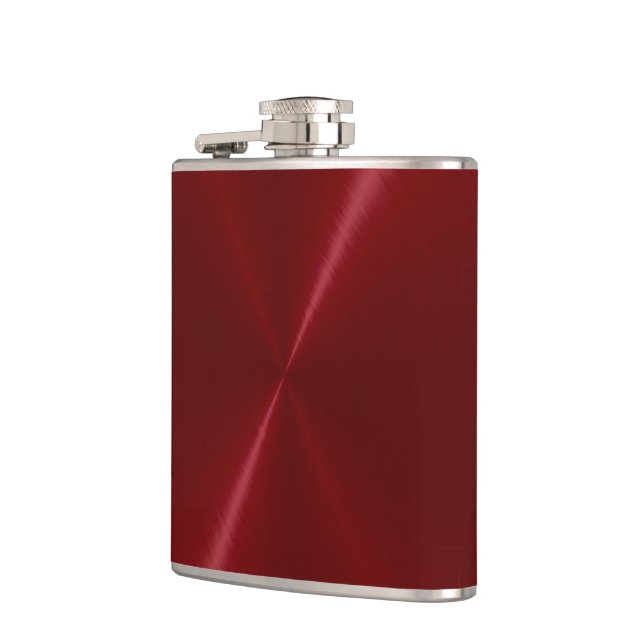 Red Metallic Steel Metal Flask (Left)