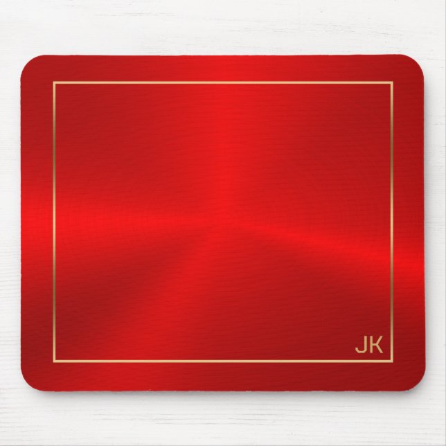 Red Metallic Texture With Gold Frame Mouse Pad (Front)