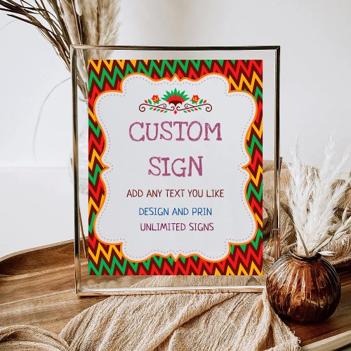 Red Mexican Fiesta Birthday Custom Sign Board