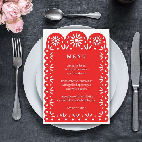 RED MEXICAN PAPEL PICADO menu