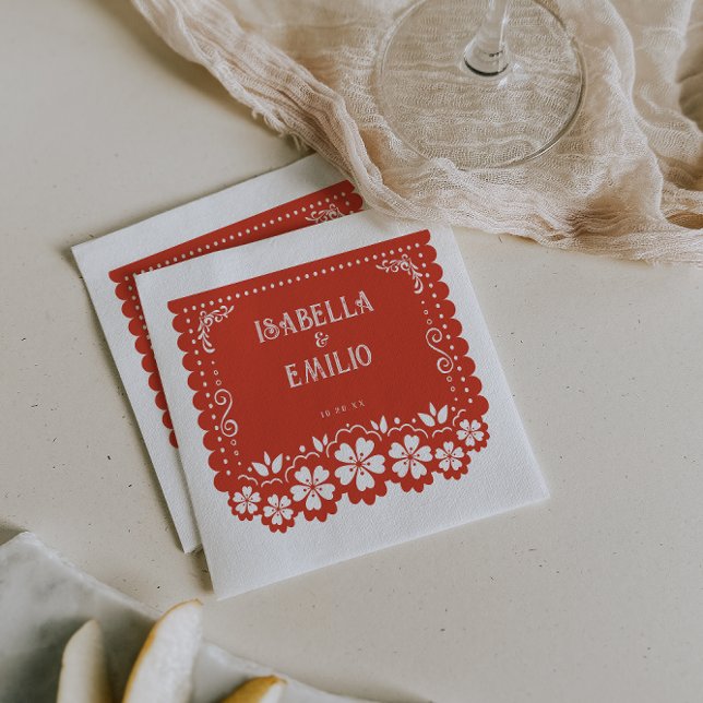 Red | Mexican Papel Picado Wedding Napkins (Creator Uploaded)