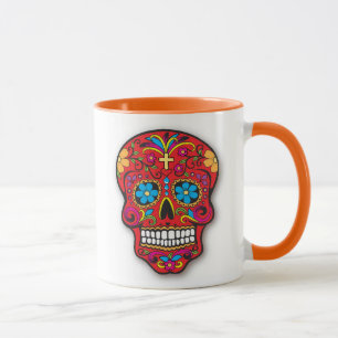 Red Mexican Sugar Skull Day of the Dead Mug