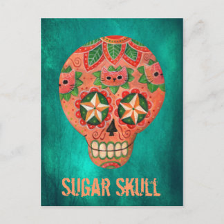 Red Mexican Sugar Skull Postcard