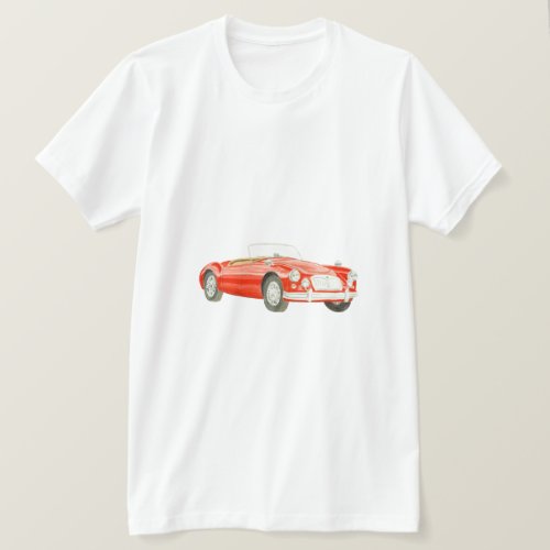 Red MGA Classic car T Shirt art customizable