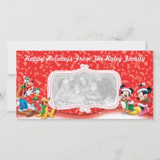 Red Mickey & Friends Holiday Photo Card