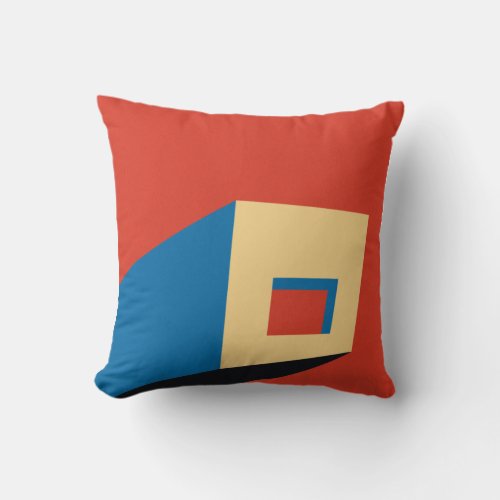 Red Mid Century Modern Architectural Throw Pillow