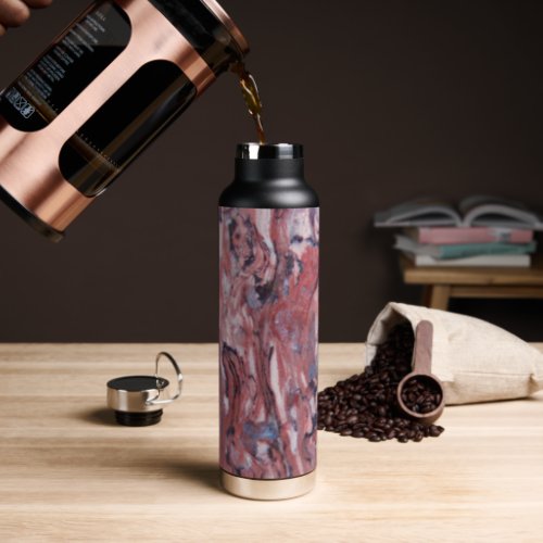 Red Mineral Stone Abstract Pattern Water Bottle