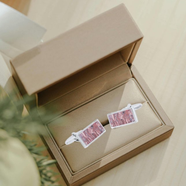 Red Mineral Stone Pattern Cufflinks (In Situ Silver)