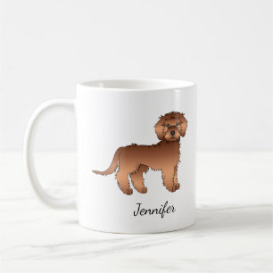 Red Mini Goldendoodle Cartoon Dog & Name Coffee Mug