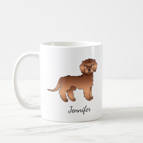 Red Mini Goldendoodle Cartoon Dog  Name Coffee Mug