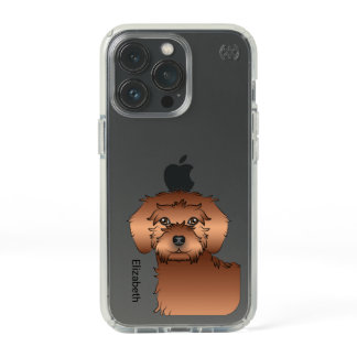 Red Mini Goldendoodle Cartoon Dog &amp; Name Speck iPhone 13 Pro Case