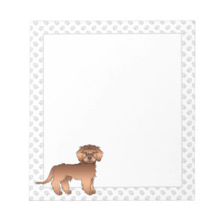 Red Mini Goldendoodle Cartoon Dog &amp; Paws Notepad
