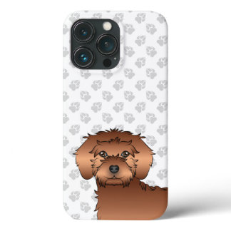 Red Mini Goldendoodle Cute Cartoon Dog Head iPhone 13 Pro Case