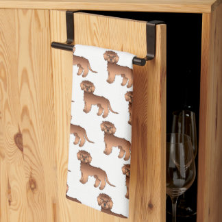 Red Mini Goldendoodle Cute Cartoon Dog Pattern Kitchen Towel
