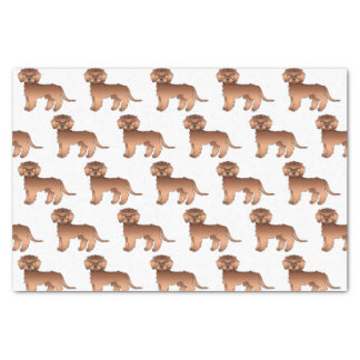 Red Mini Goldendoodle Cute Cartoon Dog Pattern Tissue Paper