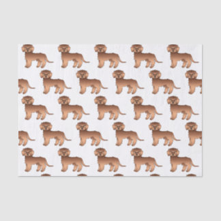 Red Mini Goldendoodle Cute Cartoon Dog Pattern Tissue Paper