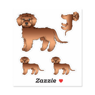 Red Mini Goldendoodle Cute Cartoon Dog Sticker