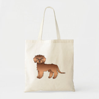 Red Mini Goldendoodle Cute Cartoon Dog Tote Bag
