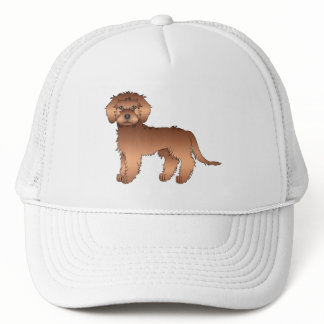 Red Mini Goldendoodle Cute Cartoon Dog Trucker Hat