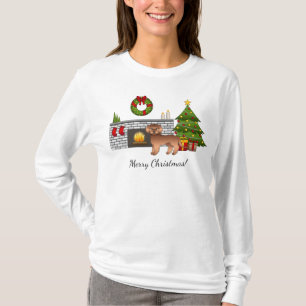 Red Mini Goldendoodle - Festive Christmas Room T-Shirt
