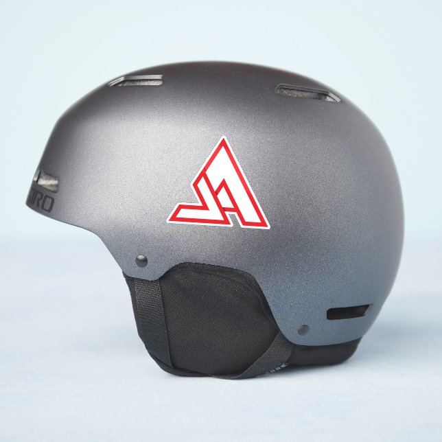 Red Minimal Letter VA Monogram Sticker (Helmet Side)