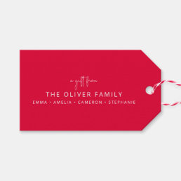 Red Minimal Personalized A Gift From Family Name  Gift Tags